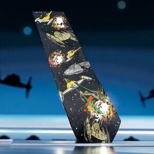 Star Wars Starfighters Mens Tie Ralph Martin Galaxy X-Wing Tie Fighter Necktie